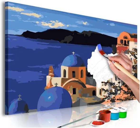 DIY set na tvorbu vlastného obrazu na plátne Artgeist Santorini, 60 × 40 cm