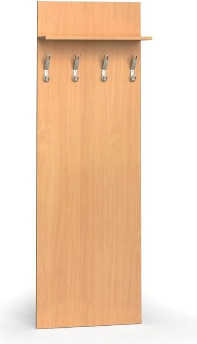 Vešiaková stena PRIMO WOOD, 4 háčiky, polica, roky zvisle, buk