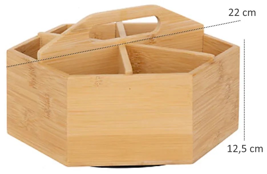 5Five® Otočný bambusový organizér s priehradkami, ROTA, pr. 22 x 12,5 cm