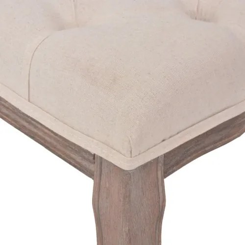 vidaXL Drevená lavica s plátnovým čalúnením, 110x38x48 cm, krémovo- biela-