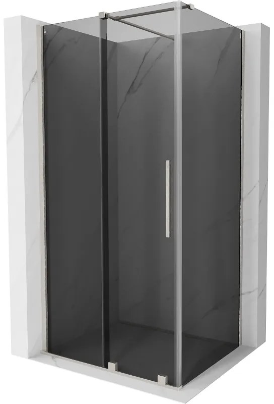 Mexen Velar, sprchový kút s posuvnými dverami 120 x 85 cm, 8mm šedé sklo, brúsená oceľ, 871-120-085-41-97