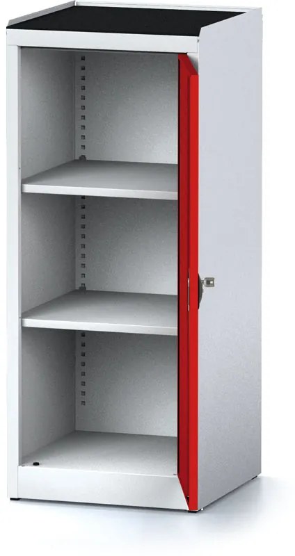 Úzka policová dielenská skriňa MECHANIC, 2 police, 490 x 500 x 1170 mm, červené dvere
