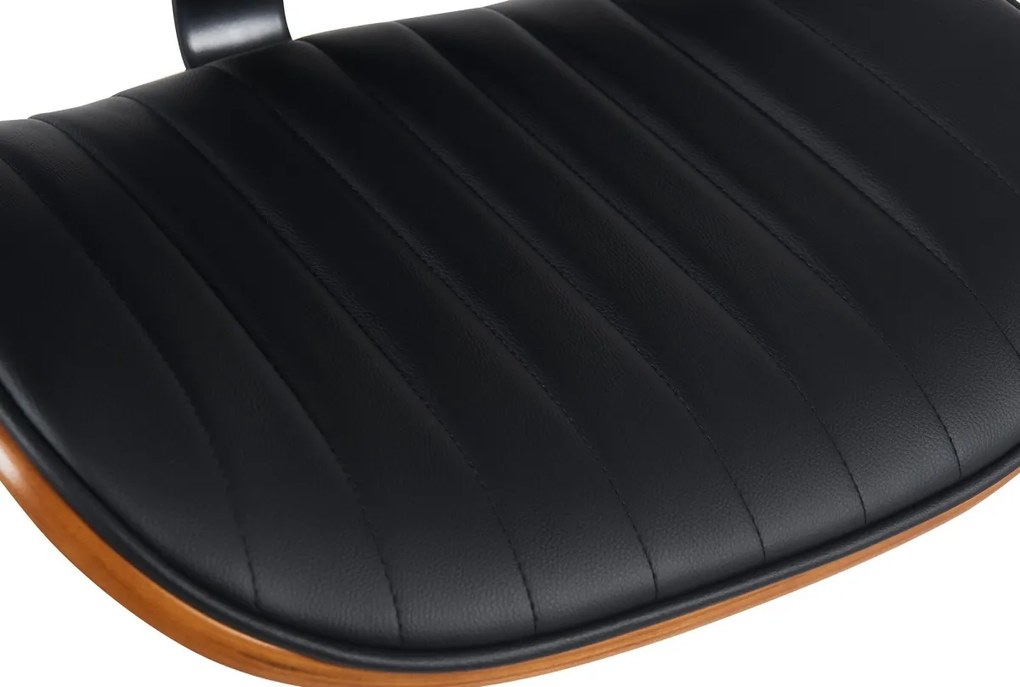 Barová stolička Clawson - koženka, chróm rám - orech/čierna