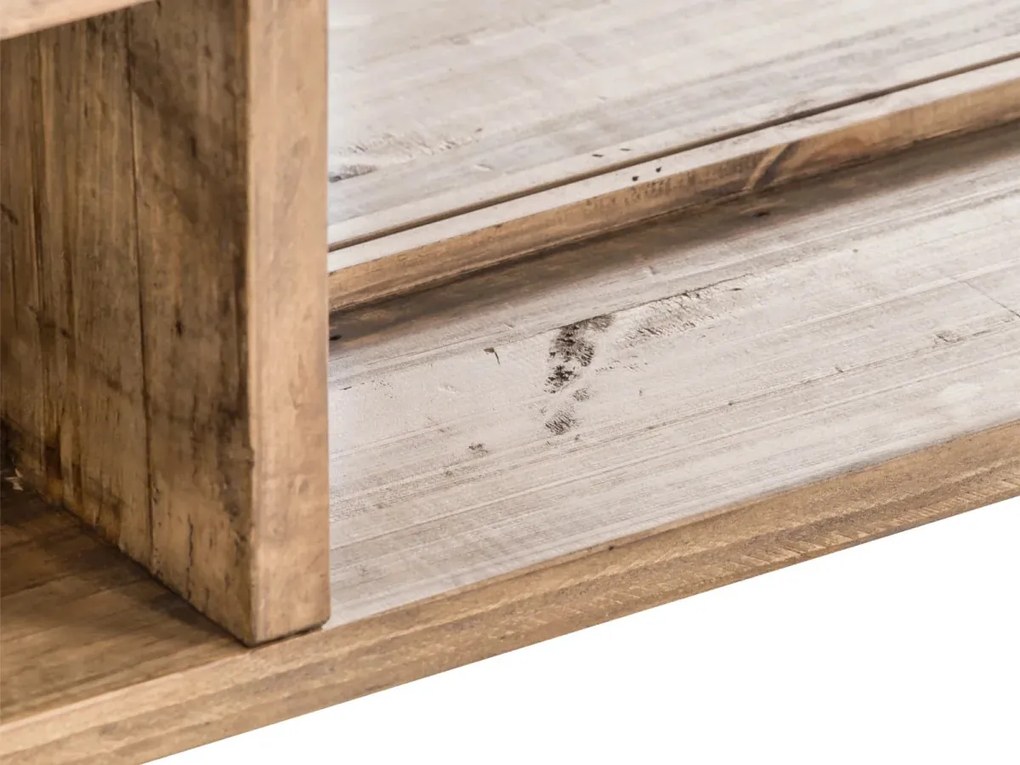 furniture-nabytek.cz - Masivní sestava koupelnového nábytku Dingle III z recyklované borovice a MDF, lakovaná, přírodní a šedá