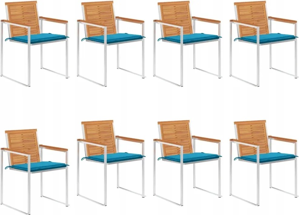 vidaXL Záhradné stoličky 8 ks s podložkami akáciový masív