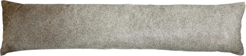 Šedý kožený dlhý vankúš z hovädzej kože Cow grey - 90*20*10cm