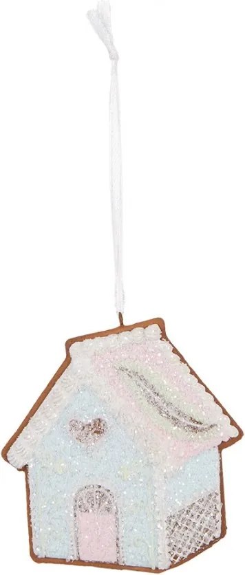 Závesná dekorácia modrá perníková chalúpka Frosted Ginger - 9*1*10 cm