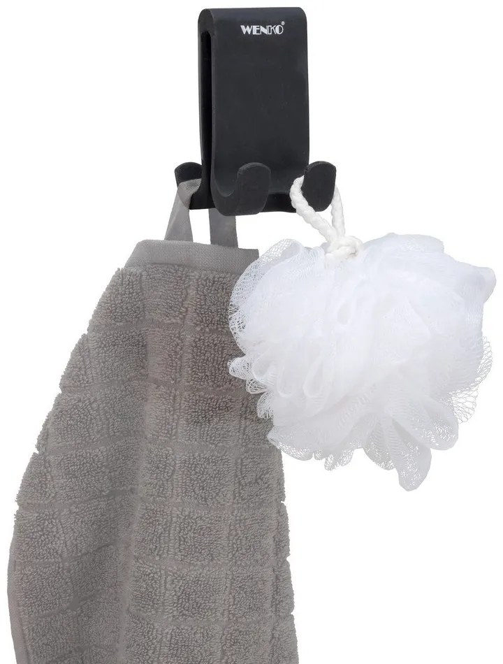 Čierny silikónový obojstranný závesný vešiak Wenko Verna