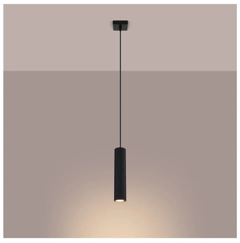 Čierne závesné svietidlo Gleam – Sollux