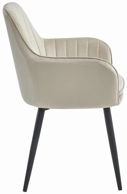 Set dvoch jedálenských stoličiek LUGO zamatové béžové (čierne nohy) 2ks