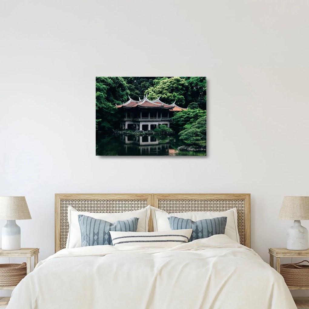 Sklenený obraz z japonskej národnej záhrady (70x50 cm)