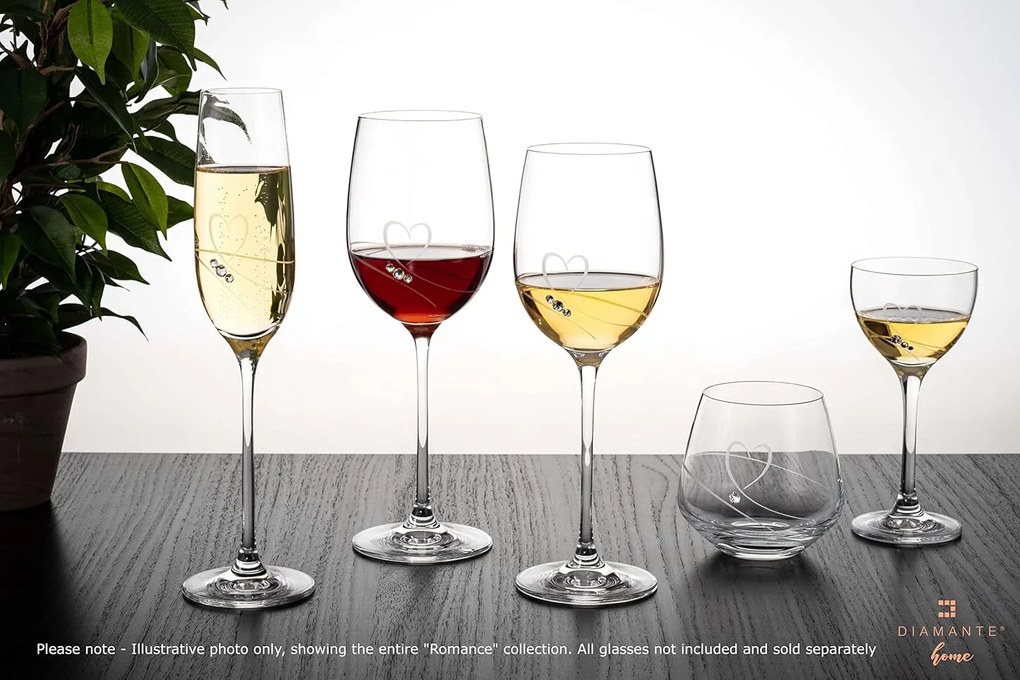 Diamante poháre na biele víno Romance s kamienkami Swarovski 330ml 2KS