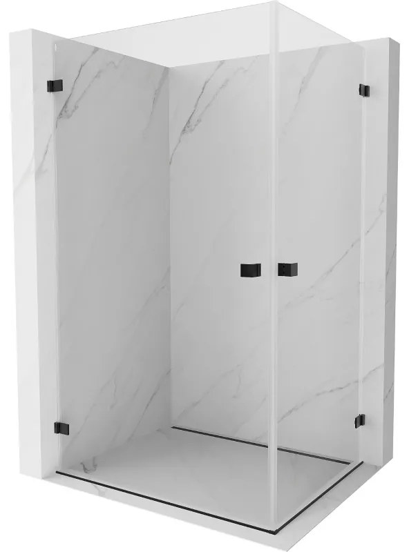 Mexen Lunar-B Duo výklopný sprchový kút 100 x 80 cm, číre sklo, čierna matná, 832-100L-080P-70-00