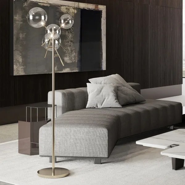 Ideal Lux - LED Stojacia lampa EQUINOXE 4xG4/2W/230V mosadz/číra