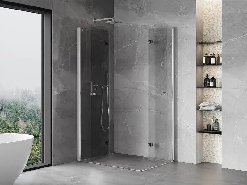 Mexen Mist-F Duo, skladací sprchový kút 105 x 70 cm, číre sklo, chrómový profil, 8A6-105L-070P-01-00