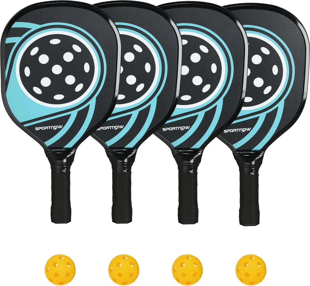 SPORTNOW Sada Pálok na Pickleball s 4 Pálkami, 4 Loptami, Ergonomickou Taškou, Raketami na Hranie Vnútorných a Vonkajších Hier , Pre Začiatočníkov a P