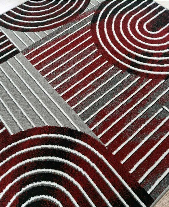 HU Sivo červený geometrický obdĺžnikový koberec NEW IDEA 90141-0564 Rozmer: 120x170 cm