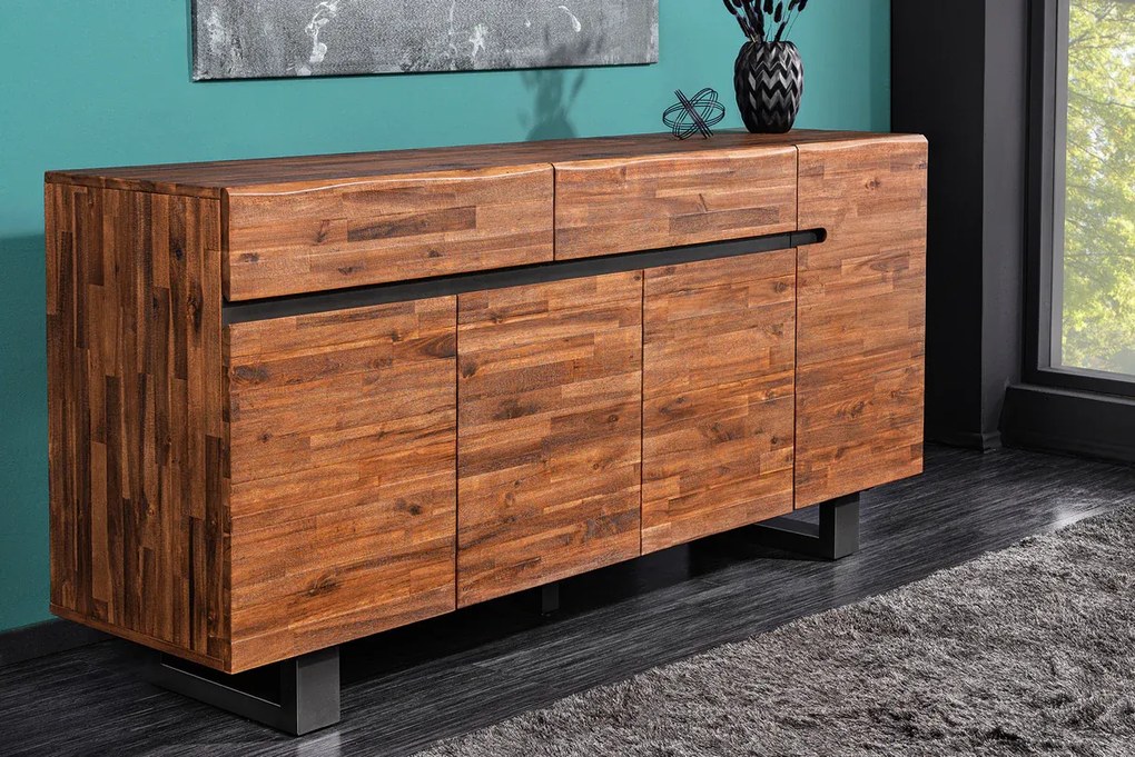 Komoda Genesis 170 cm – masívne akáciové drevo, hnedý odtieň