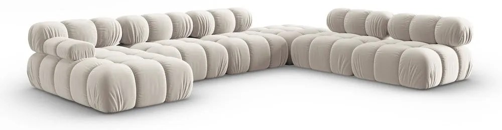 Béžová zamatová modulárna rohová pohovka (pravý roh/do tvaru "U") Bellis – Micadoni