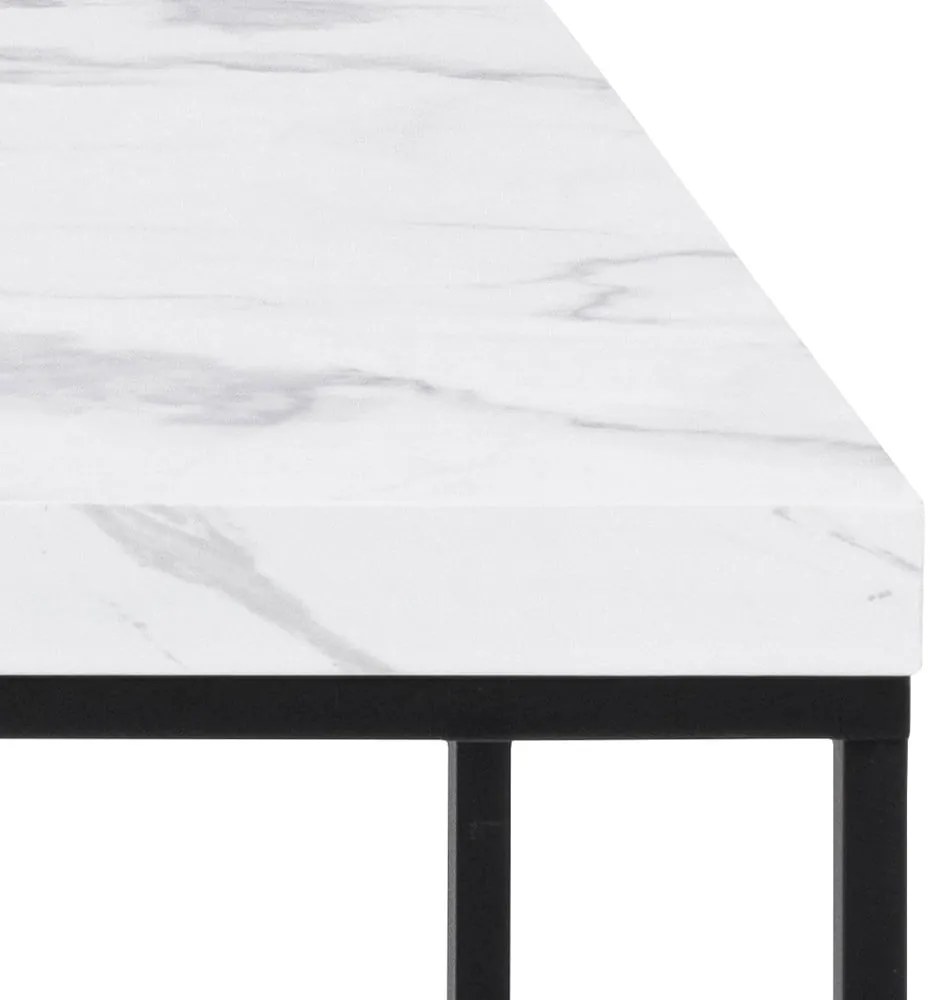 Biely konferenčný stolík s doskou v dekore mramoru 55x110 cm Barossa – Actona