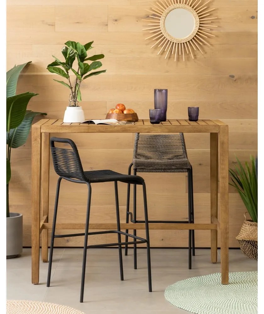 Sivá barová stolička s oceľovou konštrukciou Kave Home Glenville, výška 74 cm