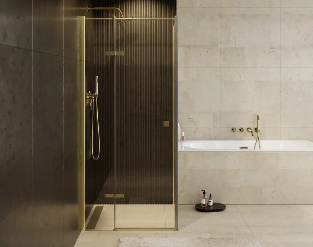 Besco Štvorcový sprchový kút PIXA GOLD SQ 90x90, výška 195 cm - bez vaničky BESCO-Orientácia: Pravá