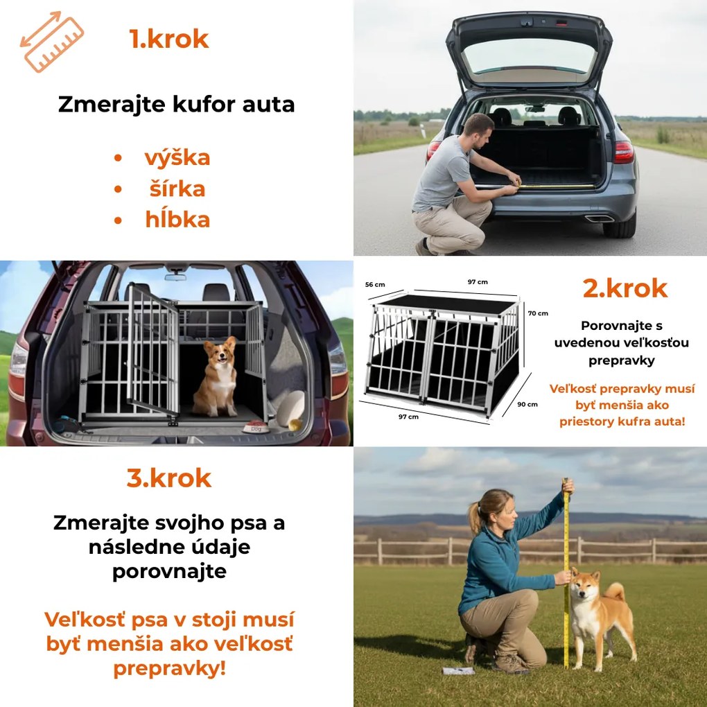 Prepravka pre psa BRUNO, 97x90x70cm, strieborná/čierna Cadoca