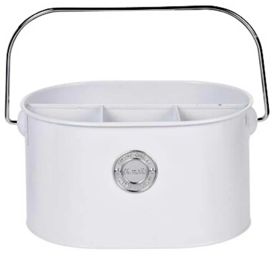 Kovová nádoba na príbor Oscar, 28x18x13 cm, biela