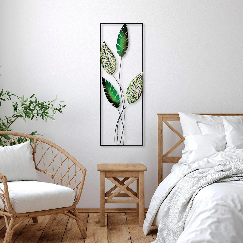 Nástenná kovová dekorácia Timeyi 3 zelená/čierna