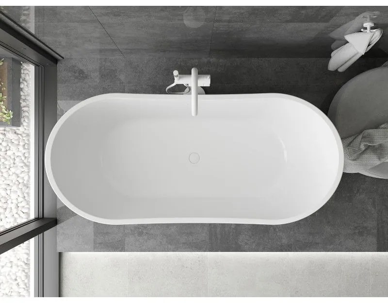 Mexen Montana, voľne stojaca vaňa 180 x 80 cm, biela-čierna, biely prepad, 52011808075-20