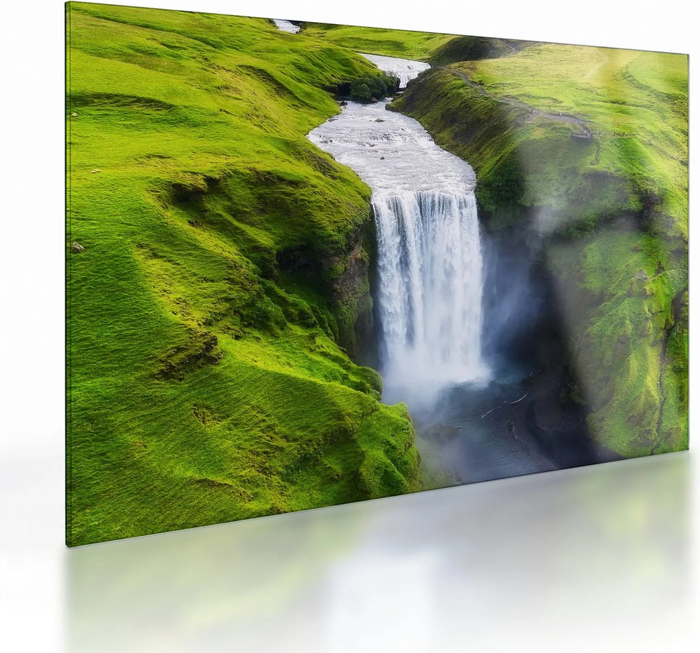 Sklenený obraz - Vodopád Skogafoss (70x50 cm)