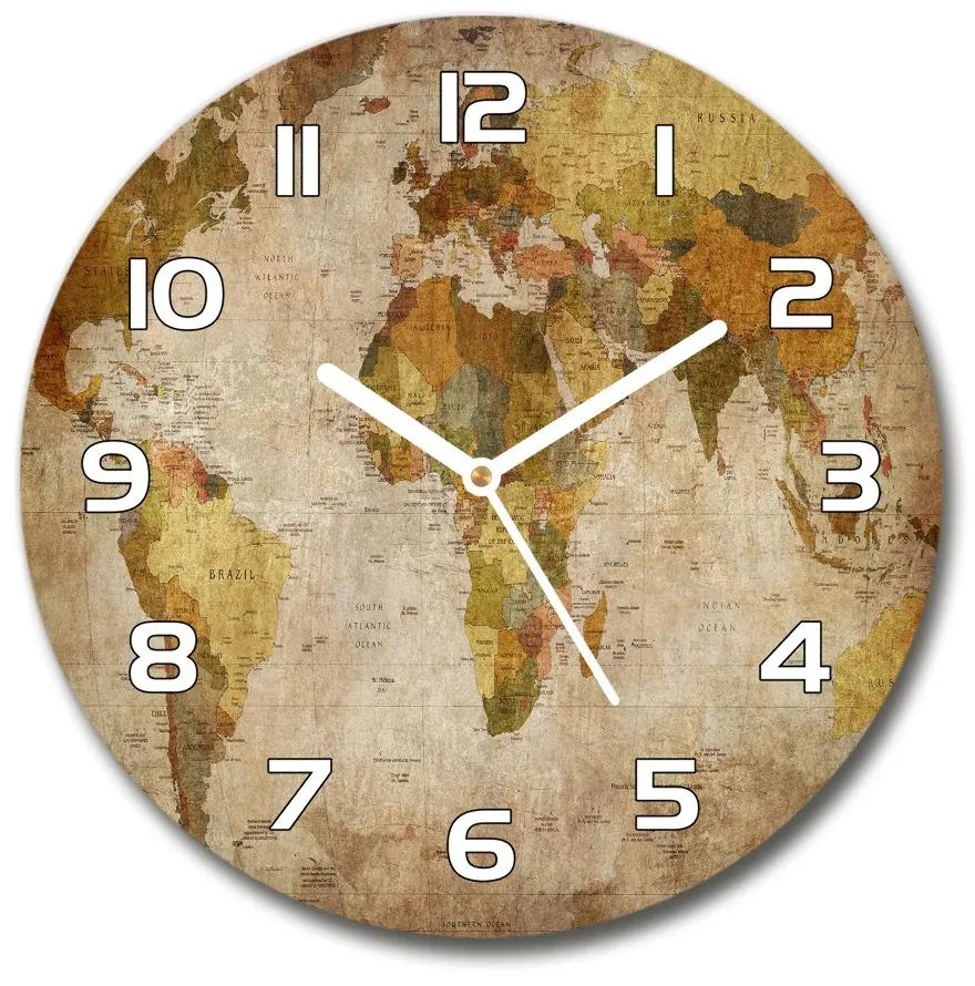 Sklenené nástenné hodiny okrúhle Polytická mapa pl_zso_30_f_33159238