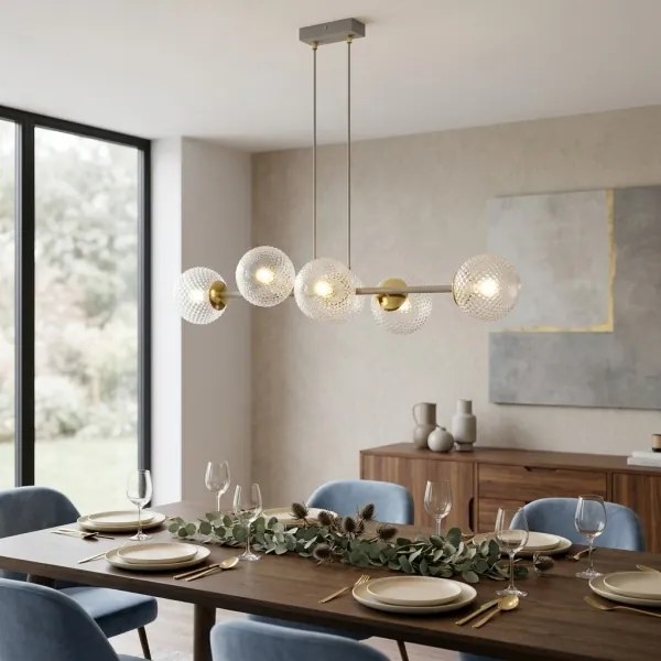 Brilagi - Závesný luster na lane STELLA 6xE27/60W/230V béžová/zlatá