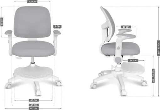 Detská otočná stolička Mark Adler Junior 5.0 Grey