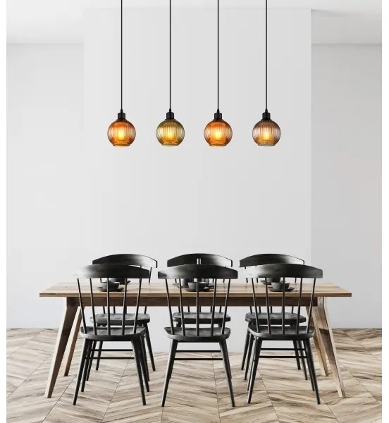 Globo 15638-4 - Luster na lanku ZUMBA 4xE27/25W/230V meď/zelená/modrá