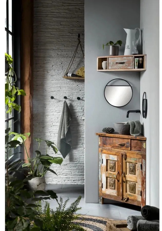 furniture-nabytek.cz - Masivní skříňka pod umyvadlo Sumana z recyklovaného dřeva, lakovaná, hnědá – 64×32×74 cm