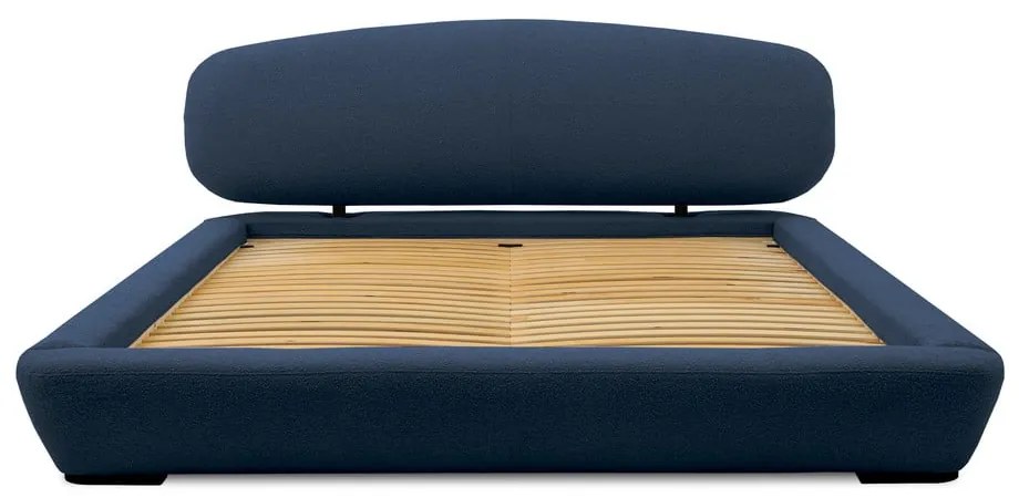 Tmavomodrá čalúnená dvojlôžková posteľ s roštom 160x200 cm Odette – Scandic