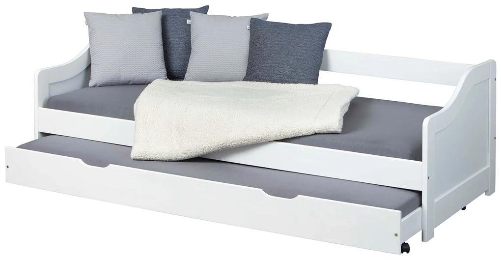 Inter Link Rozkladacia pohovka s posteľou Leonie, biela, 90 x 200 cm (800000038)