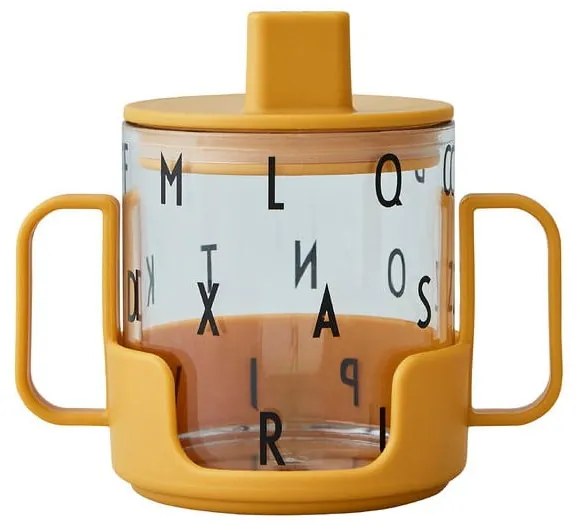 Horčicovožltý detský hrnček Design Letters Grow With Your Cup