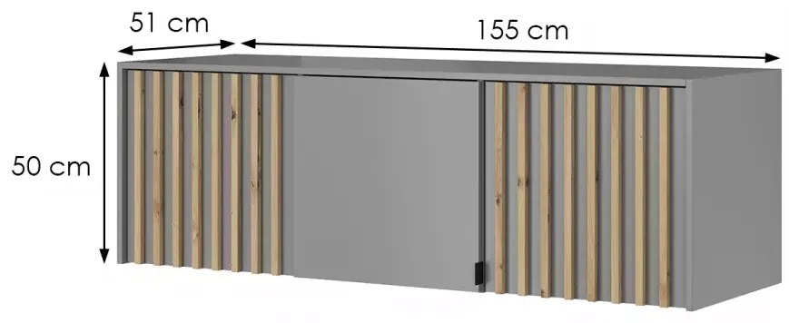 Nástavec na skříň Nelly 155 cm šedý/dub artisan