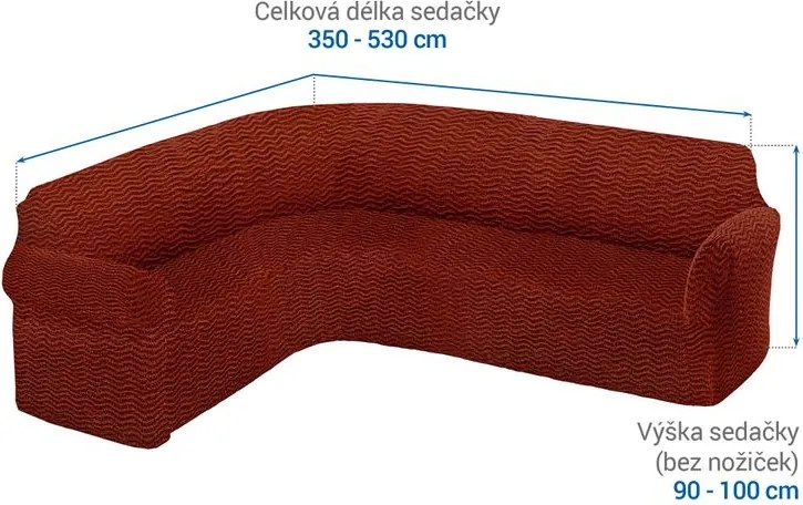 Bielastické poťahy CRISTINA medená rohová sedačka (š. 350 - 530 cm)