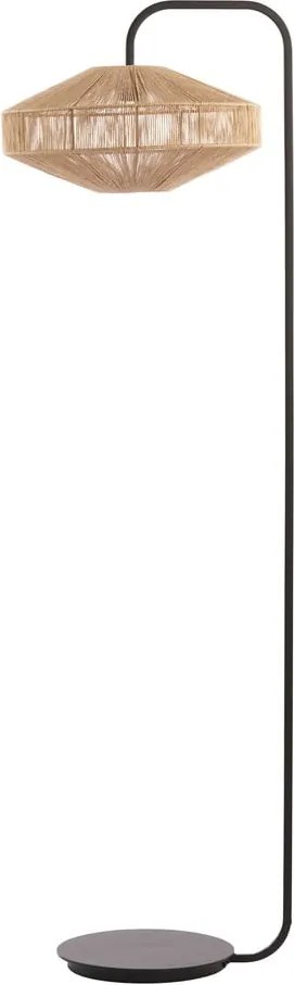 Stojacia lampa s textilným tienidlom v matnej čierno-prírodnej farbe (výška 164 cm) Lyra – Light &amp; Living