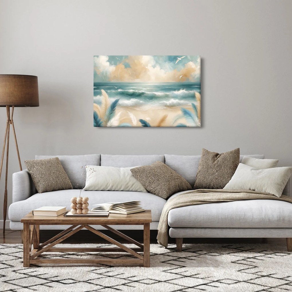 Obraz – Maľovaná pláž v jemných farbách (90x60 cm)