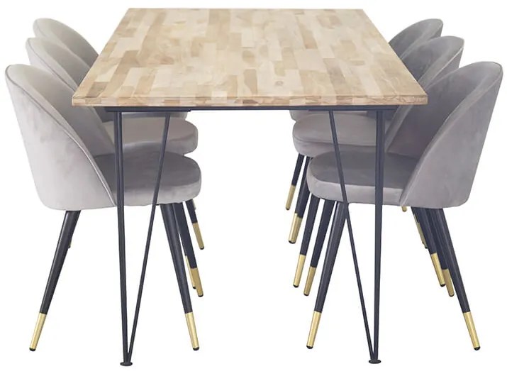 Bali Velvet stolová súprava teak béžová/sivá
