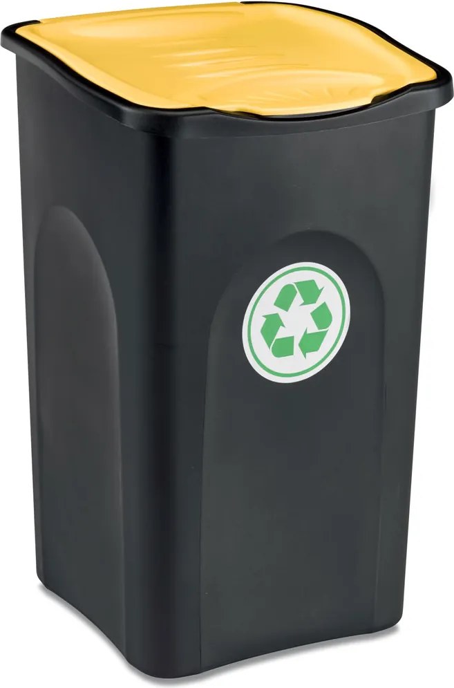STEFANPLAST Kôš na triedený odpad ECOGREEN 50 l, čierny/žlté veko