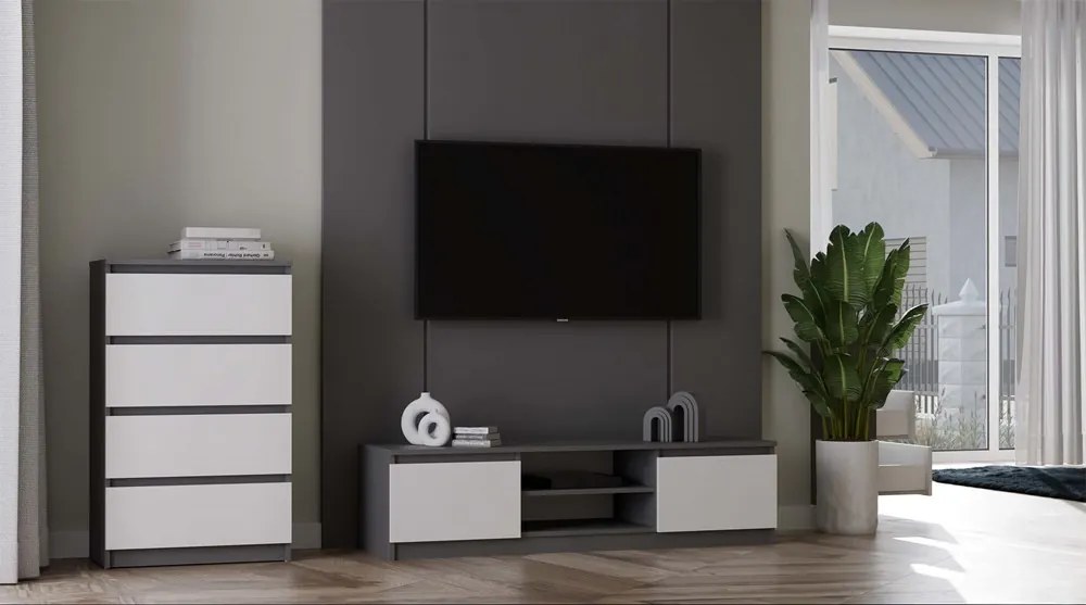 Komoda Malwa M4 70 cm antracit/bílá