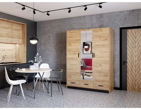 Šatní skriňa so zrkadlom SANNA 150x215 cm dub craft