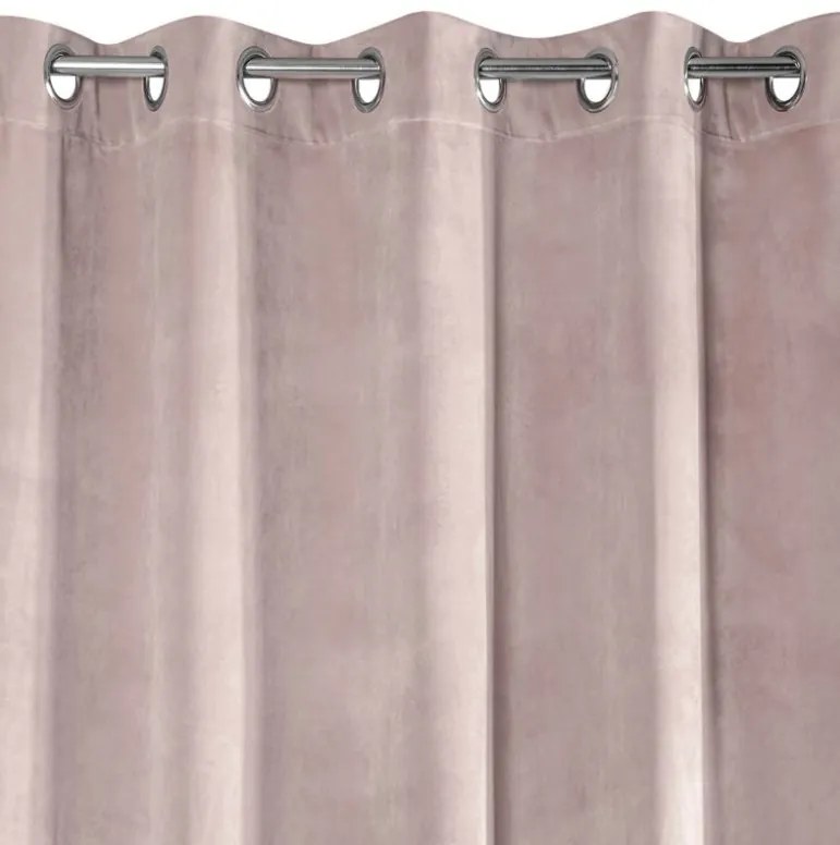 Zamatové závesy púdrovej farby do spálne 140 x 250 cm Dĺžka: 250 cm