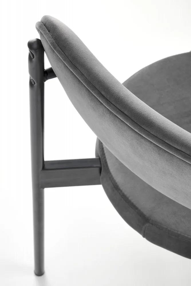 Jedálenská stolička EVONNE — kov, látka, šedá