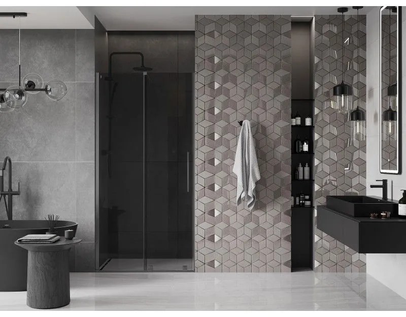 Mexen Velar, posuvné sprchové dvere do otvoru 110 cm, 8mm šedé sklo, grafit brúsený, 871-110-000-41-66